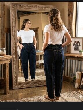 New Retro Paperbag Waist Jeans 12R Vintage America Dark Wash